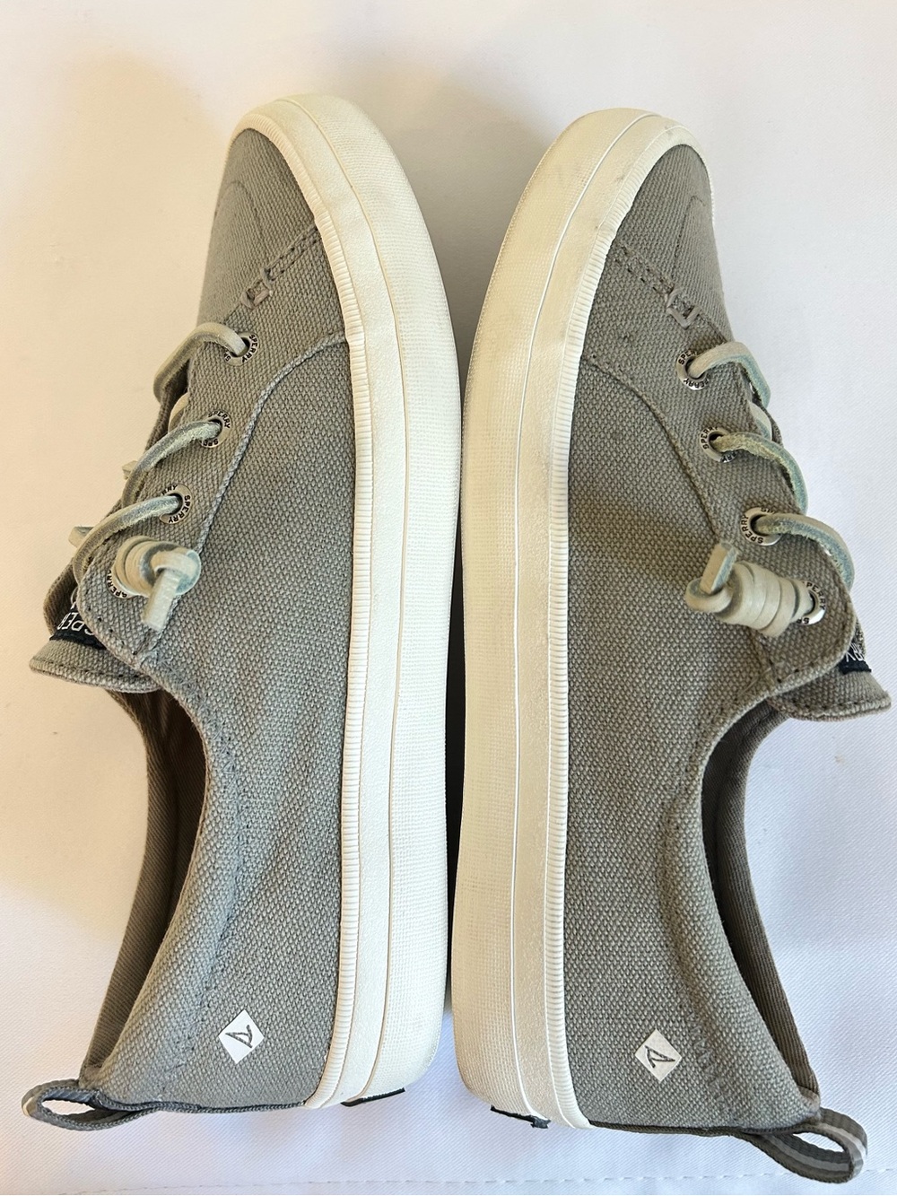 Sperry Top-Sider Women's Light Gray Canvas Lace-Up Boat Shoes Sneakers Sz 6 - Picture 7 of 9